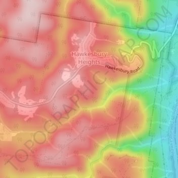 Topografische Karte Hawkesbury Heights, Höhe, Relief