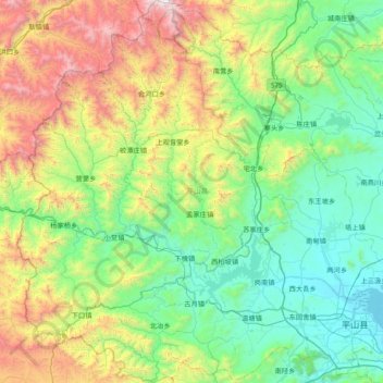 Topografische Karte 平山县, Höhe, Relief