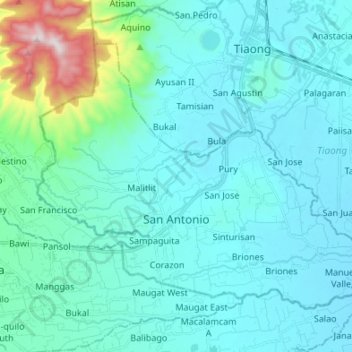 Topografische Karte San Antonio, Höhe, Relief