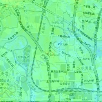 Topografische Karte 五块石街道, Höhe, Relief