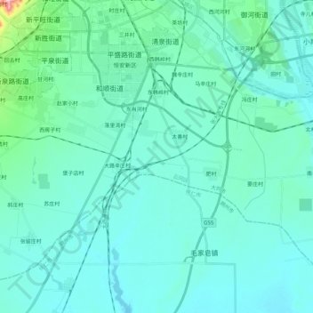 Topografische Karte 西韩岭乡, Höhe, Relief