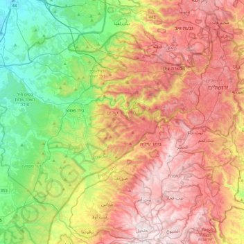 Topografische Karte Mate Yehuda Regional Council, Höhe, Relief