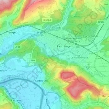 Topografische Karte Lauchringen, Höhe, Relief