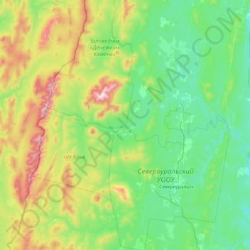 Topografische Karte Североуральский городской округ, Höhe, Relief