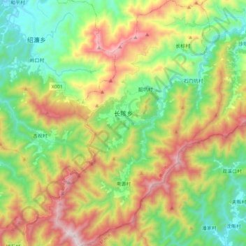 Topografische Karte 长陔乡, Höhe, Relief