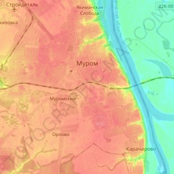 Topografische Karte Муром, Höhe, Relief