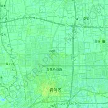 Topografische Karte 香花桥街道, Höhe, Relief