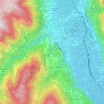 Topografische Karte Lana, Höhe, Relief