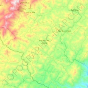 Topografische Karte Rosário da Limeira, Höhe, Relief
