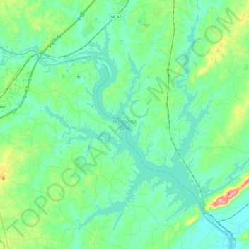 Topografische Karte High Rock Lake, Höhe, Relief