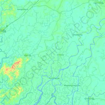Topografische Karte Myaungmya, Höhe, Relief