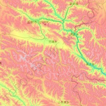 Topografische Karte 巴塘乡, Höhe, Relief