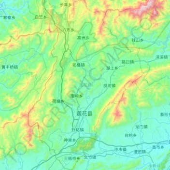 Topografische Karte 莲花县, Höhe, Relief