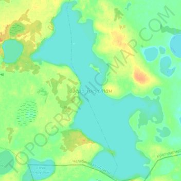 Topografische Karte озеро Треустан, Höhe, Relief