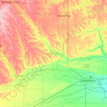 Topografische Karte Platte County, Höhe, Relief