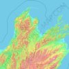 Topografische Karte Tasman, Höhe, Relief