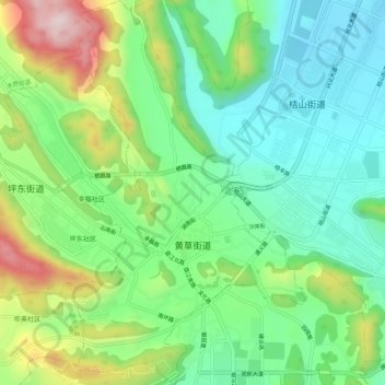 Topografische Karte 黄草, Höhe, Relief