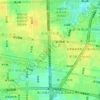 Topografische Karte 稻香村街道, Höhe, Relief