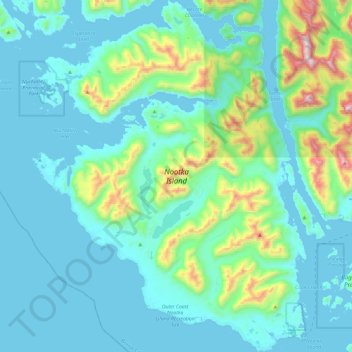 Topografische Karte Nootka Island, Höhe, Relief