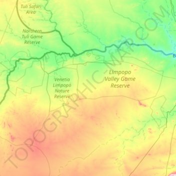 Topografische Karte Mapungubwe Cultural Landscape, Höhe, Relief