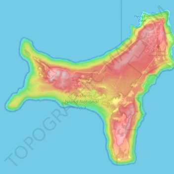 Topografische Karte Christmas Island, Höhe, Relief