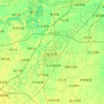 Topografische Karte 任丘市, Höhe, Relief