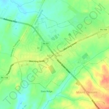 Topografische Karte Littlestown, Höhe, Relief