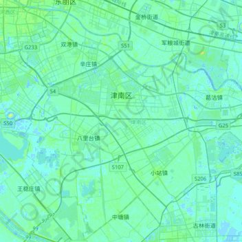 Topografische Karte 津南区, Höhe, Relief