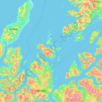 Topografische Karte Harstad, Höhe, Relief