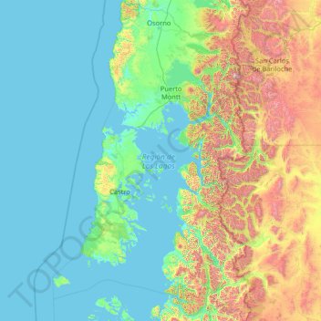 Topografische Karte Región de Los Lagos, Höhe, Relief