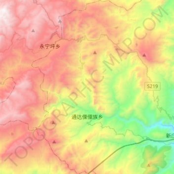 Topografische Karte 通达, Höhe, Relief