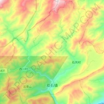Topografische Karte 双石镇, Höhe, Relief