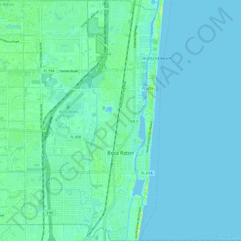 Topografische Karte Boca Raton, Höhe, Relief
