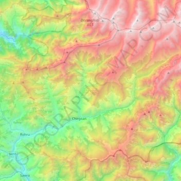 Topografische Karte Chirgaon, Höhe, Relief