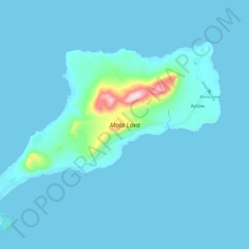 Topografische Karte Mota Lava, Höhe, Relief
