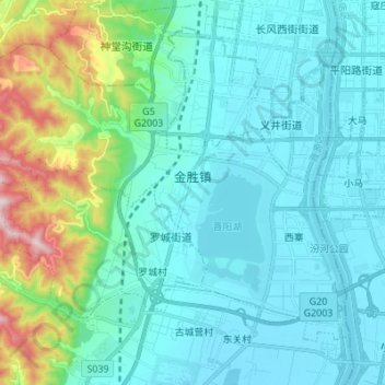 Topografische Karte 金胜镇, Höhe, Relief