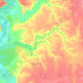 Topografische Karte Тишанка, Höhe, Relief