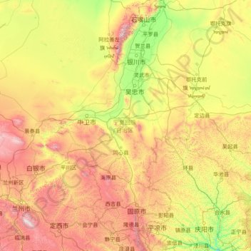 Topografische Karte 宁夏回族自治区, Höhe, Relief