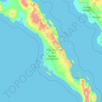 Topografische Karte Comondú, Höhe, Relief