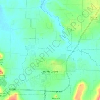 Topografische Karte Prairie Grove, Höhe, Relief