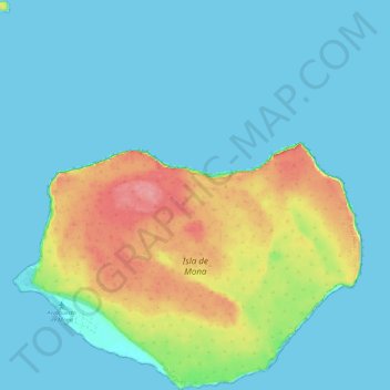 Topografische Karte Isla de Mona e Islote Monito, Höhe, Relief