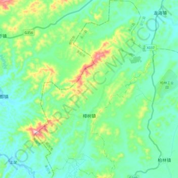 Topografische Karte 樟树镇, Höhe, Relief
