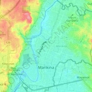 Topografische Karte Marikina, Höhe, Relief