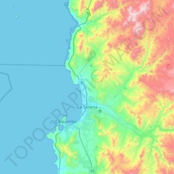 Topografische Karte La Serena, Höhe, Relief