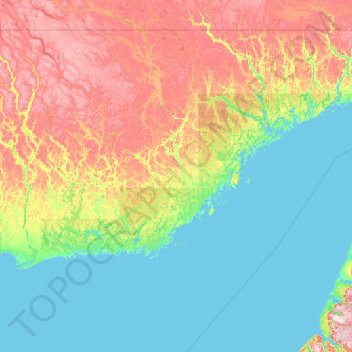 Topografische Karte Côte-Nord-du-Golfe-du-Saint-Laurent, Höhe, Relief