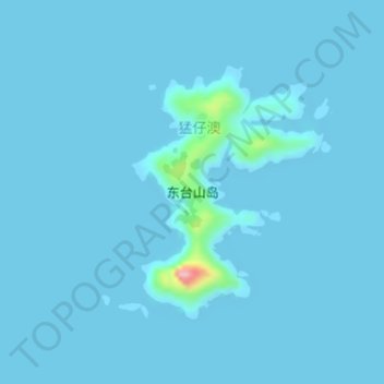 Topografische Karte 东台山岛, Höhe, Relief