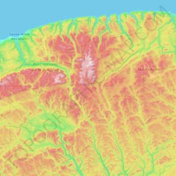 Topografische Karte Mont-Albert, Höhe, Relief