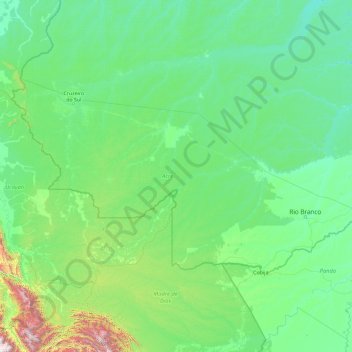 Topografische Karte Acre, Höhe, Relief