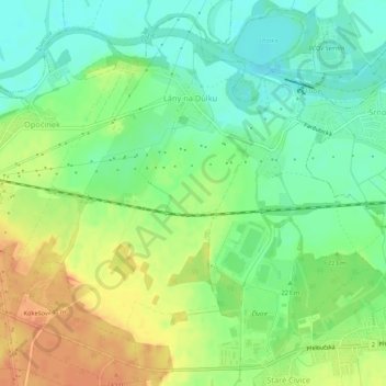 Topografische Karte Lány na Důlku, Höhe, Relief