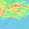 Topografische Karte Sussex, Höhe, Relief